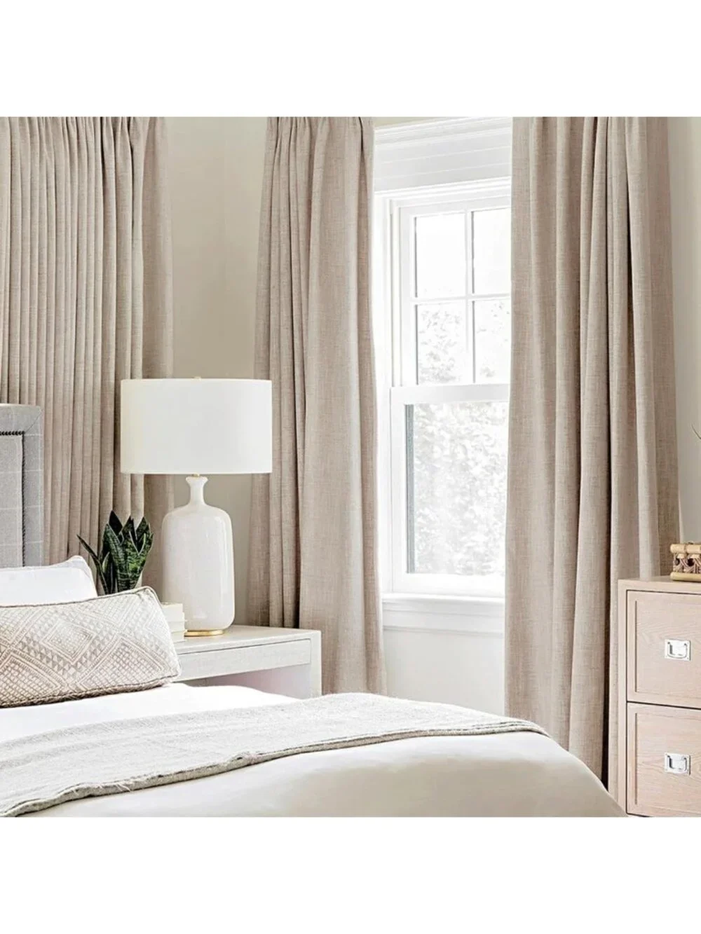 100% Blackout Linen Textured Curtains - Thermal Insulated Room Darkening Drapes